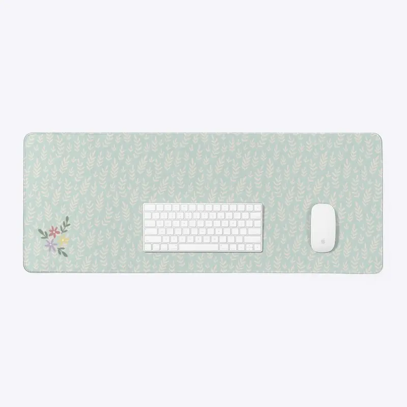 Teal Flower Desk Mat